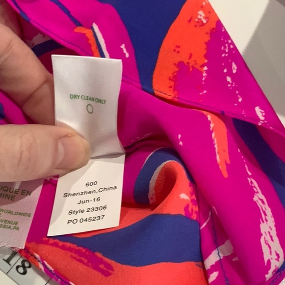 Lily Pulitzer Silk Flamingo One Shoulder Blouse C4 - Picture 9 of 11